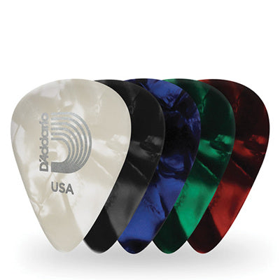 D'Addario Blue Pearl Celluloid Guitar Picks, 10 pack, Heavy