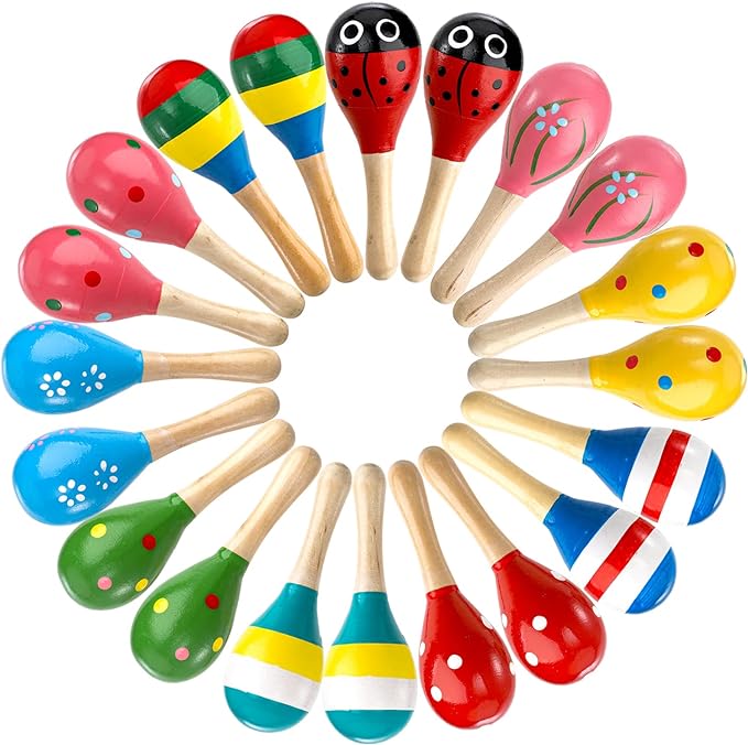 An image of a 20 Pack Mini Wooden Maracas by Ava Music