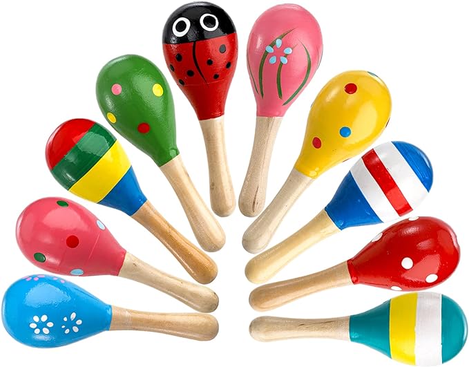 An image of a 20 Pack Mini Wooden Maracas by Ava Music