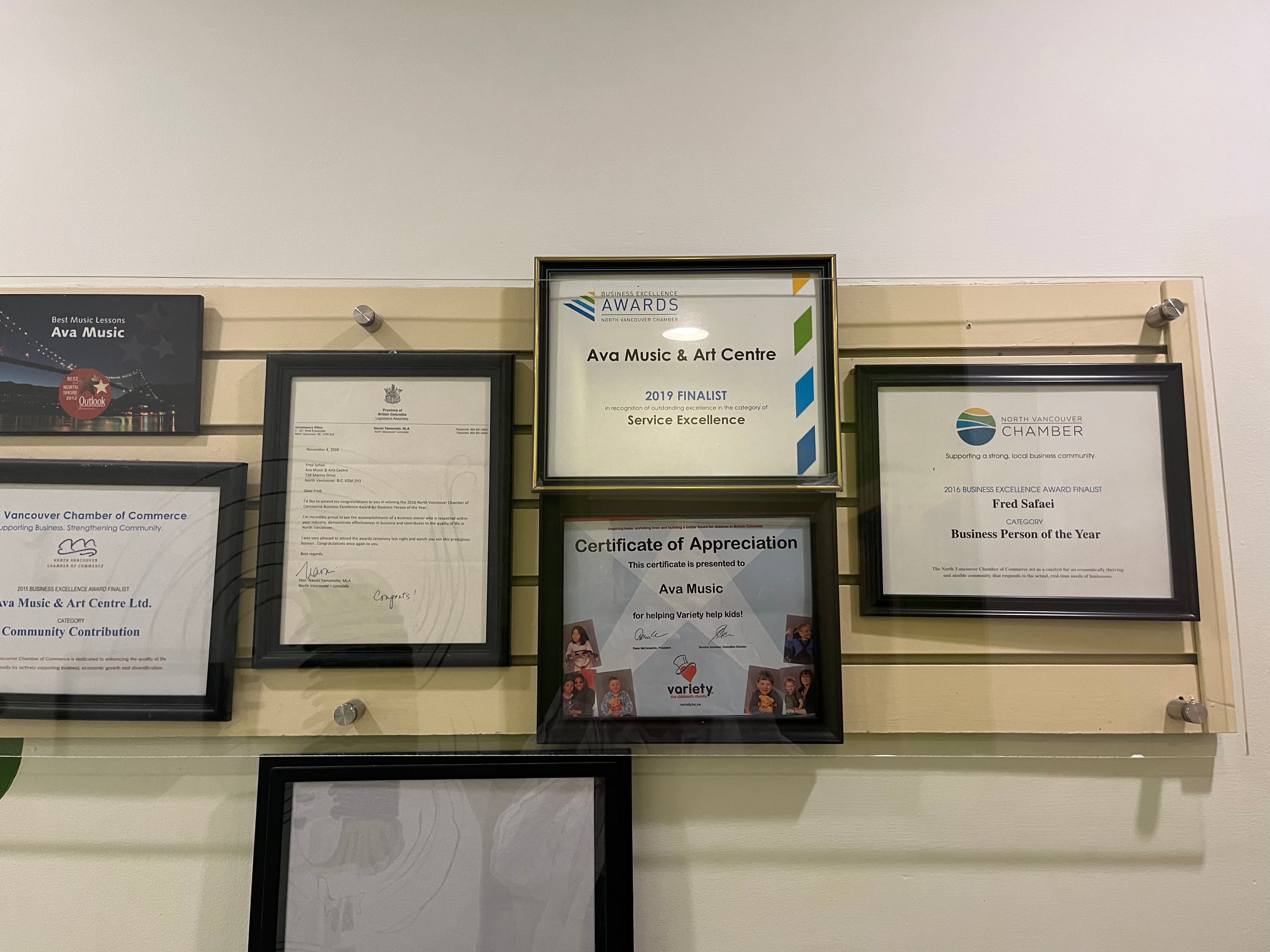 another set of framed awards