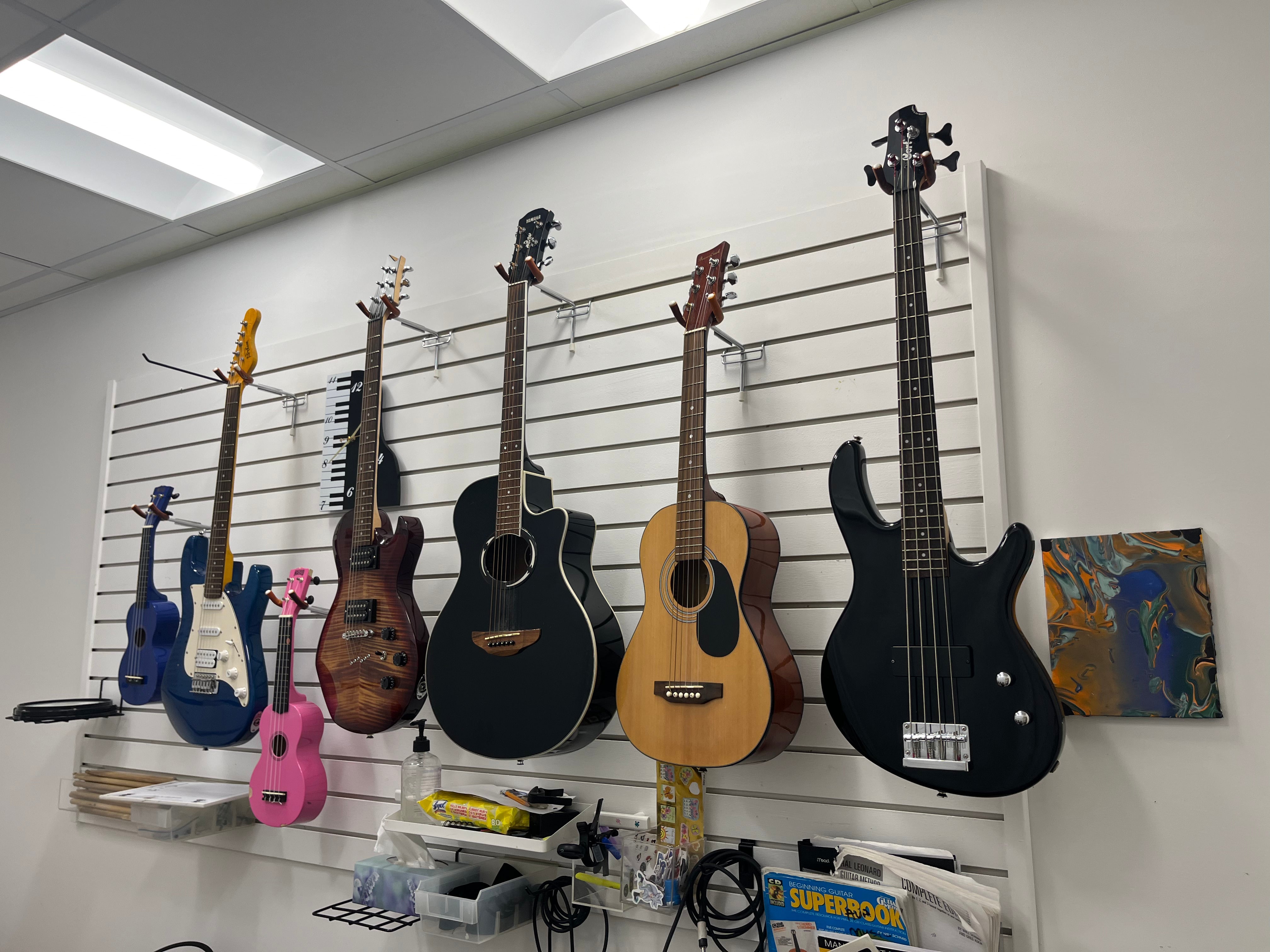 a mix of classic and electric guitars