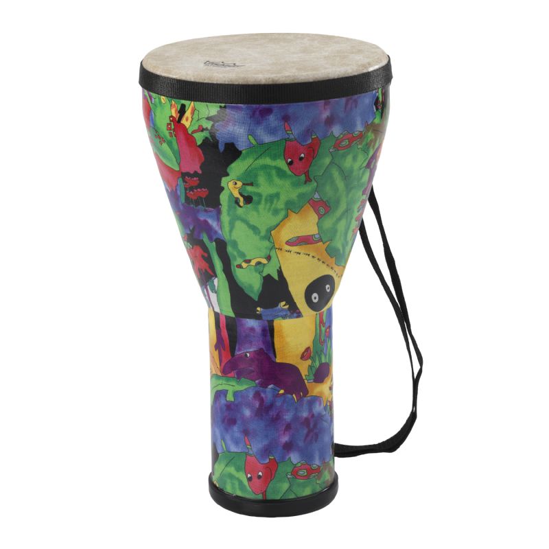 An image of a Kids Percussion Djembe Drum - Fabric Rain Forest, 8" by Ava Music