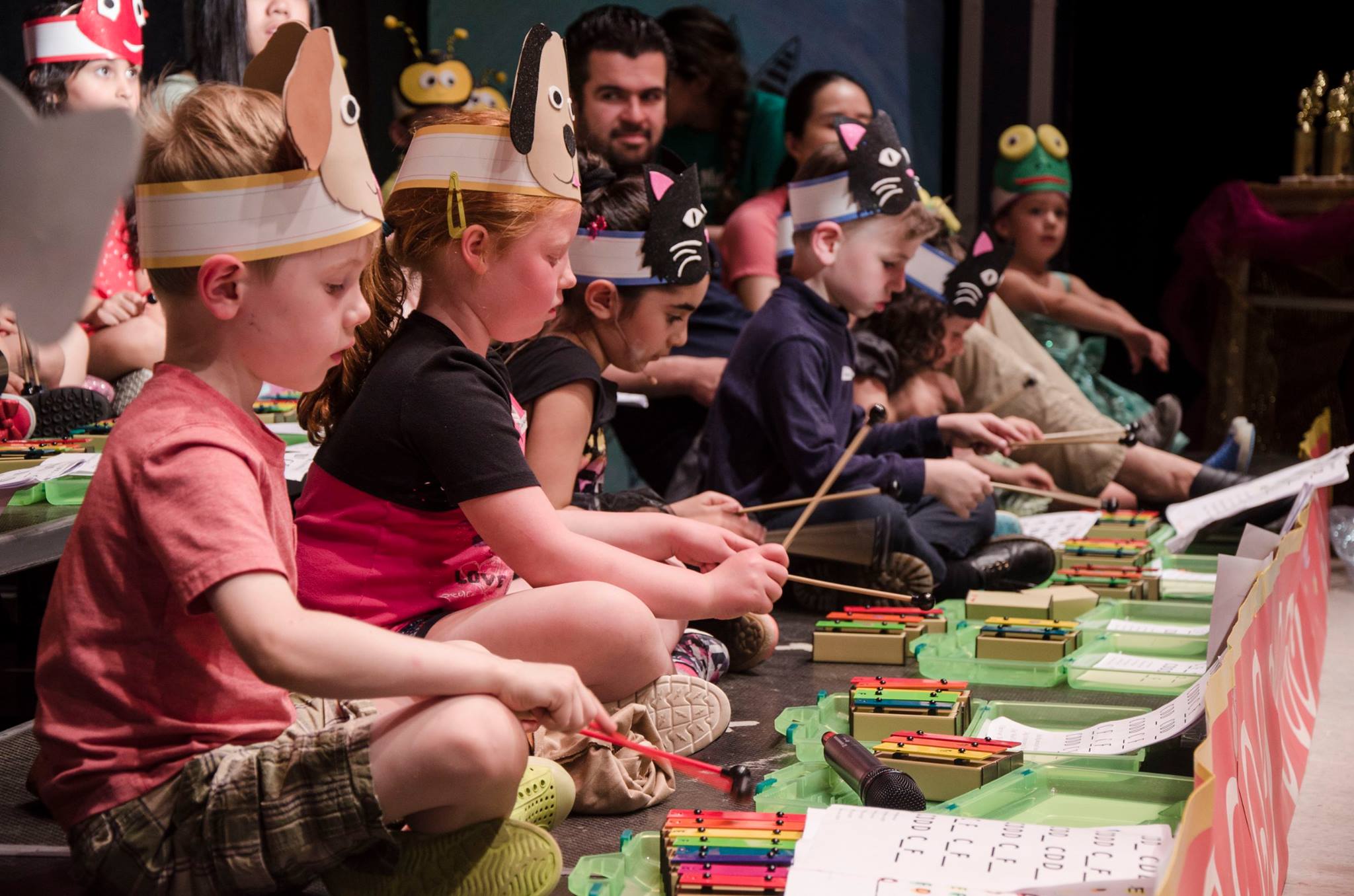 kids mastering the colorful xylophones